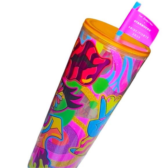 NWT Starbucks Glitter Double-Walled Cold Cup - Pride 2023 Tim Singleton - 24 oz - Picture 4 of 8